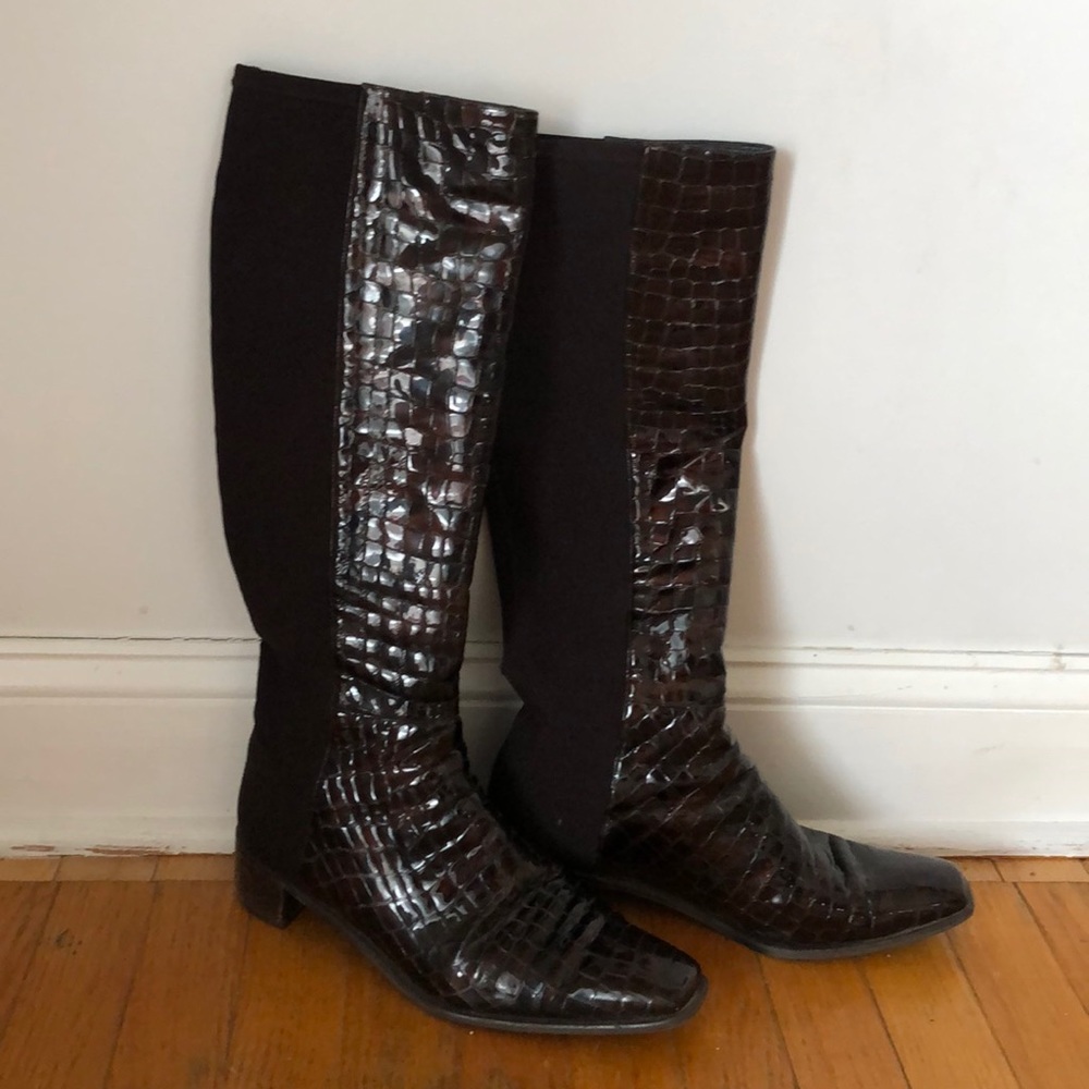 Brown knee high boots